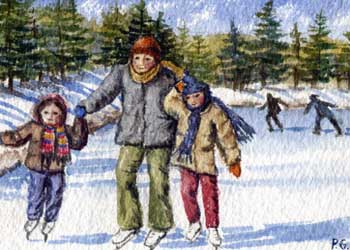 "Winter Fun" by Patricia Gergetz, West Bend WI - Watercolor 